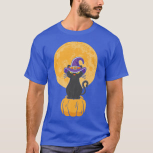 Vintage Scary Halloween Black Cat Costume Witch Ha T-Shirt