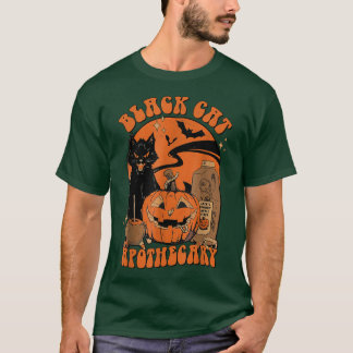 Vintage Scary Halloween Black Cat Costume Witch Ha T-Shirt