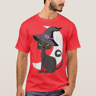 Vintage Scary Halloween Black Cat Costume Witch Ha T-Shirt