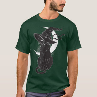 Vintage Scary Halloween Black Cat Costume Witch Ha T-Shirt