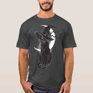 Vintage Scary Halloween Black Cat Costume Witch Ha T-Shirt