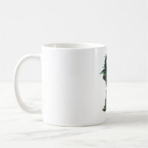 Vintage Scary Halloween Black Green-eyed Cat Witch Coffee Mug