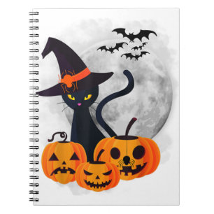 Vintage Scary Halloween Costume Black Cat Witch Ha Notebook