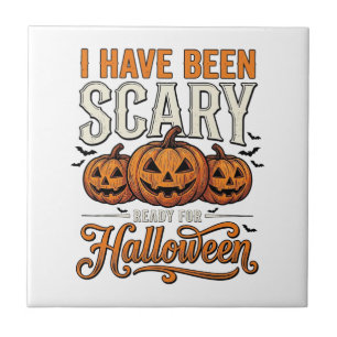 Vintage Scary Halloween Pumpkin Shirt Design_1 Ceramic Tile