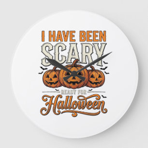 Vintage Scary Halloween Pumpkin Shirt Design_1 Large Clock