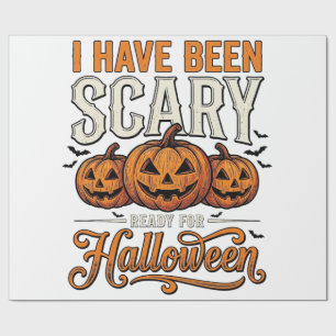 Vintage Scary Halloween Pumpkin Shirt Design_1 Wrapping Paper