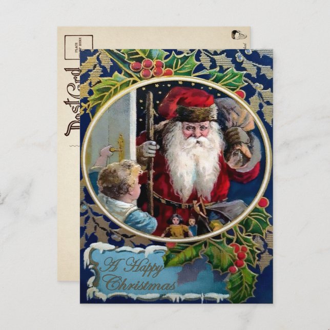 Vintage Scary Looking Santa Christmas Postcard (Front/Back)
