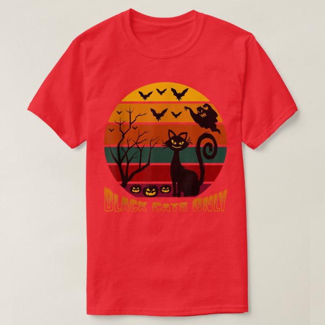 Vintage Scary Pumpkin Black Cats Only  T-Shirt (Design Front)
