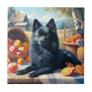 Vintage Schipperke Puppy Painting Ceramic Tile