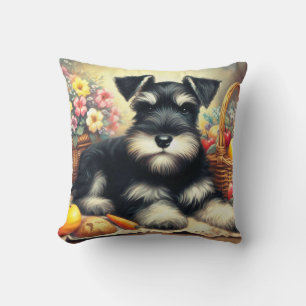 Vintage Schnauzer Painting Cushion