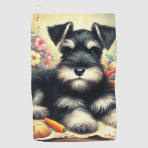 Vintage Schnauzer Painting Golf Towel