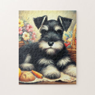 Vintage Schnauzer Painting Jigsaw Puzzle