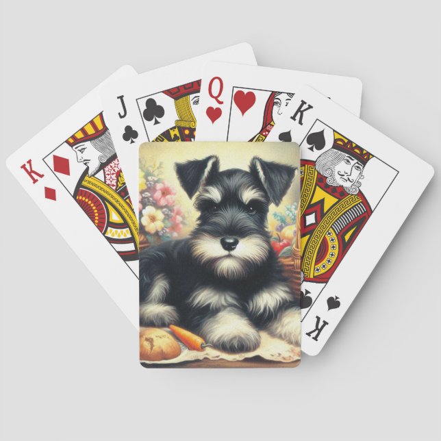 Vintage Schnauzer Painting Playing Cards (Back)