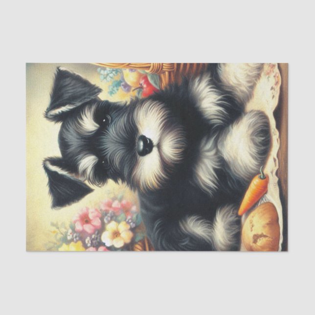 Vintage Schnauzer Painting Tissue Paper (Front)