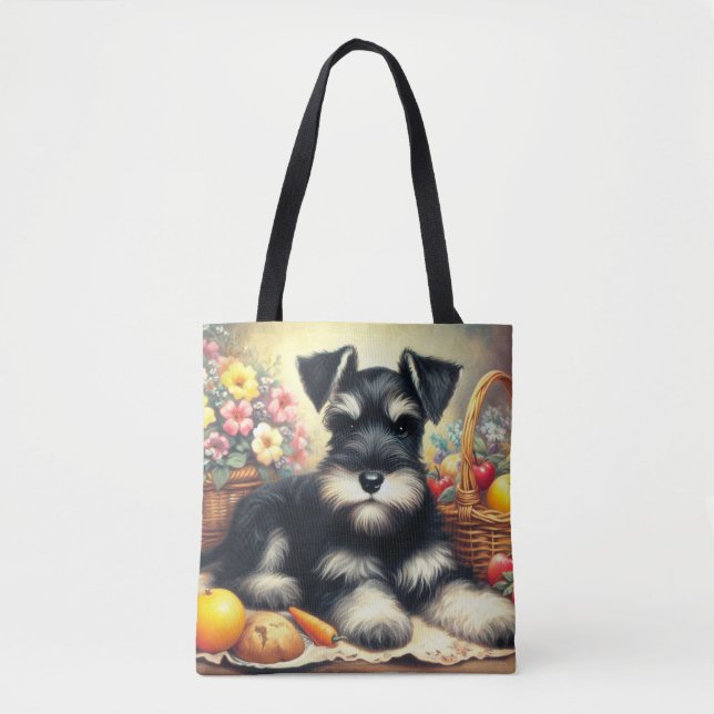 Vintage Schnauzer Painting Tote Bag (Front)