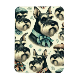 Vintage Schnauzer Seamless Illustration Magnet