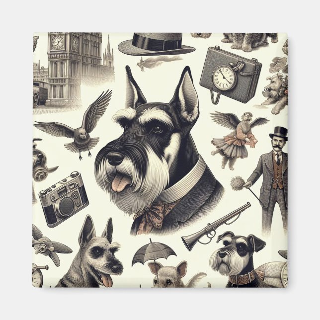 Vintage Schnauzer  Seamless Magnet (Front)