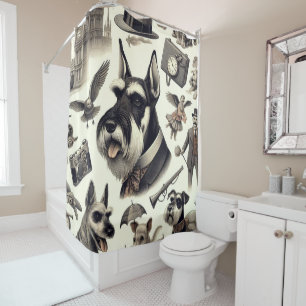 Vintage Schnauzer Seamless Shower Curtain