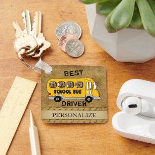 Vintage School Best Bus Driver  Key Ring