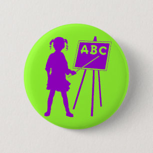 Vintage School Girl 6 Cm Round Badge