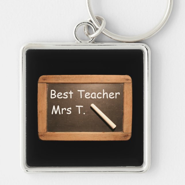 Vintage School Slate - Best Teacher Personalised Key Ring (Front)