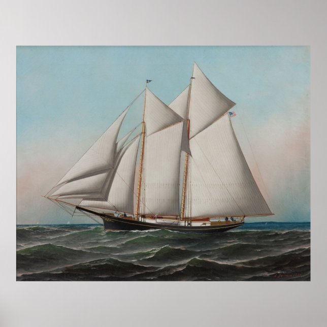 Vintage Schooner Sailboat Illustration (1887) Poster (Front)