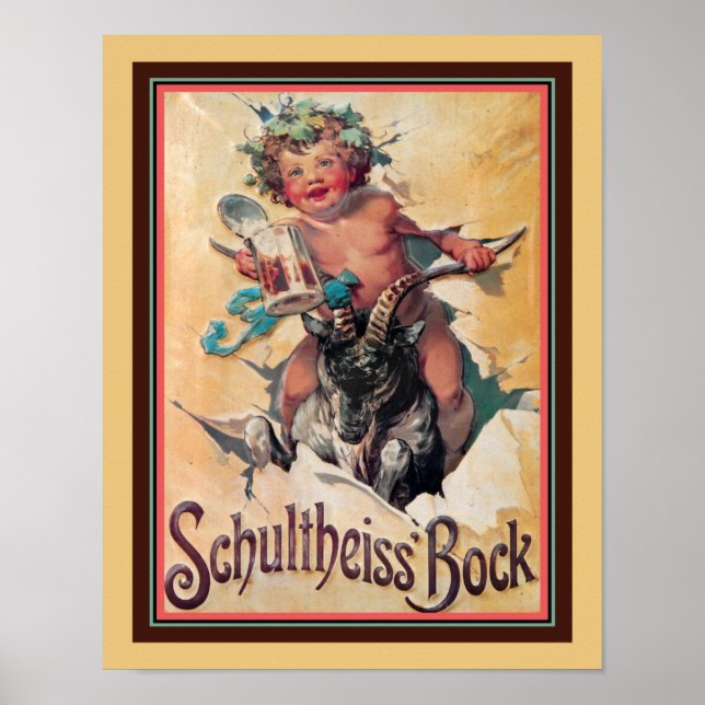 Vintage Schultheiss Bock Beer Ad Poster (Front)