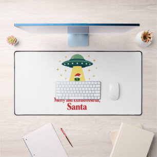 Vintage Sci Fi Alien Christmas UFO For Santa Fans Desk Mat