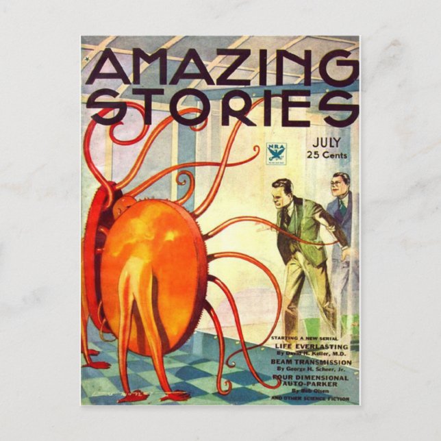 Vintage Sci Fi art Alien Postcard (Front)