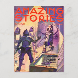 Vintage Sci Fi  art Robots Postcard