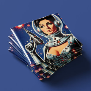 Vintage Sci-fi Astronaut Girl Magnet