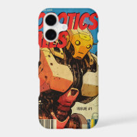 Vintage Sci-Fi Comic Book Yellow Robot Retro