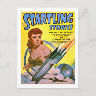 Vintage Sci Fi Comic Startling Stories Postcard