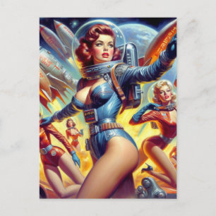 Vintage Sci-Fi Girls Postcard