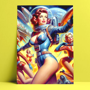 Vintage Sci-Fi Girls Postcard
