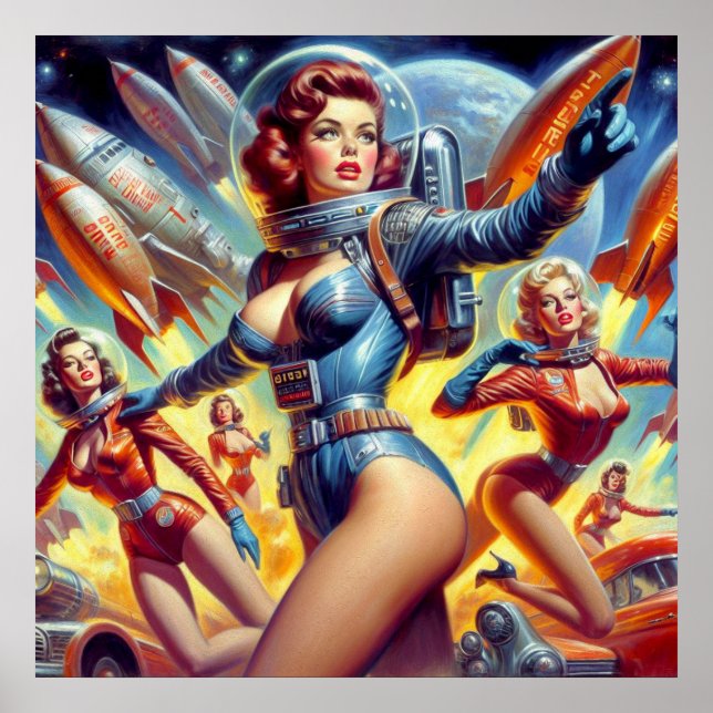 Vintage Sci-Fi Girls Poster (Front)