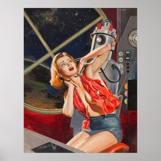 Vintage Sci-Fi- Illustration - Robot Captive Poster (Front)