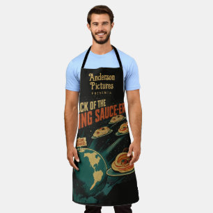Vintage sci-fi spaghetti funny pasta spaceship UFO Apron