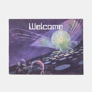 Vintage Science Fiction, a Glowing Orb with Aliens Doormat