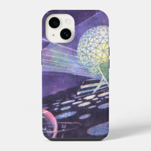Vintage Science Fiction, a Glowing Orb with Aliens iPhone Case