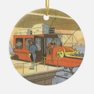 Vintage Science Fiction Aeroplane Helicopter Limo Ceramic Ornament