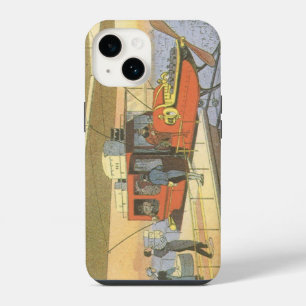 Vintage Science Fiction Aeroplane Helicopter Limo iPhone 14 Case