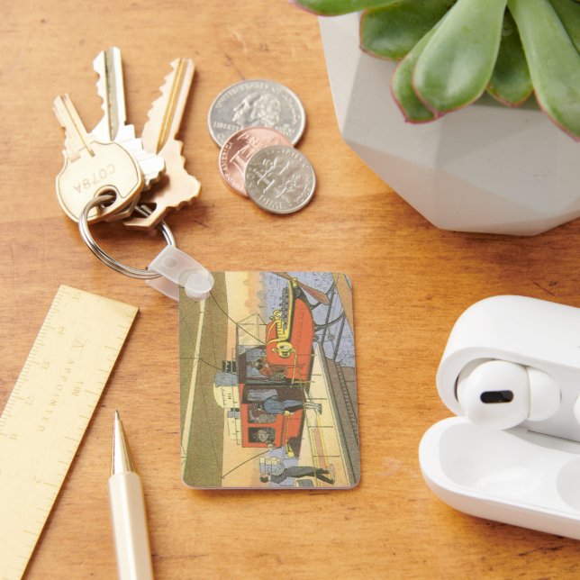 Vintage Science Fiction Aeroplane Helicopter Limo Key Ring (Desk)