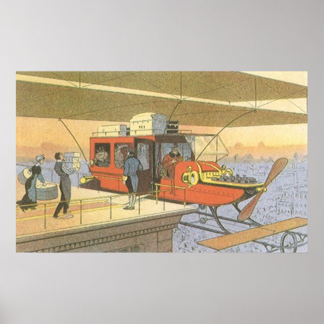 Vintage Science Fiction Aeroplane Helicopter Limo Poster (Front)