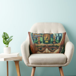 Vintage Science Fiction, Alien Brain in Laboratory Lumbar Cushion