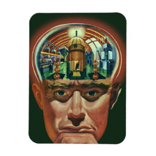 Vintage Science Fiction, Alien Brain in Laboratory Magnet