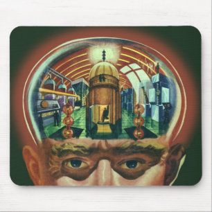 Vintage Science Fiction, Alien Brain in Laboratory Mouse Pad