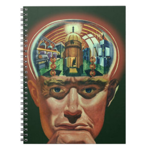 Vintage Science Fiction, Alien Brain in Laboratory Notebook