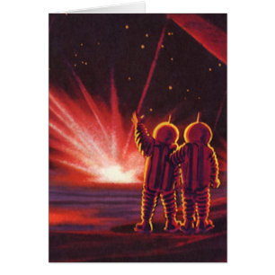 Vintage Science Fiction Alien Red Planet Explosion