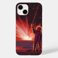Vintage Science Fiction Alien Red Planet Explosion